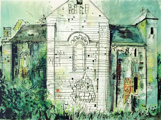 § John Piper (1903-1992) St Amand-de-Coly, Dordogne (Levinson 197) 24.5 x 31in.